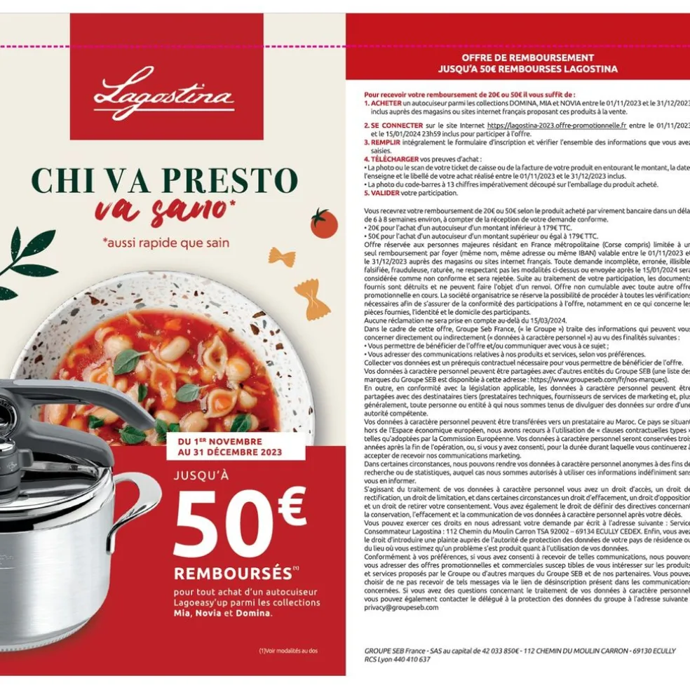 Lagostina Cuisson*Autocuiseur Novia LagoEasy'Up 7L