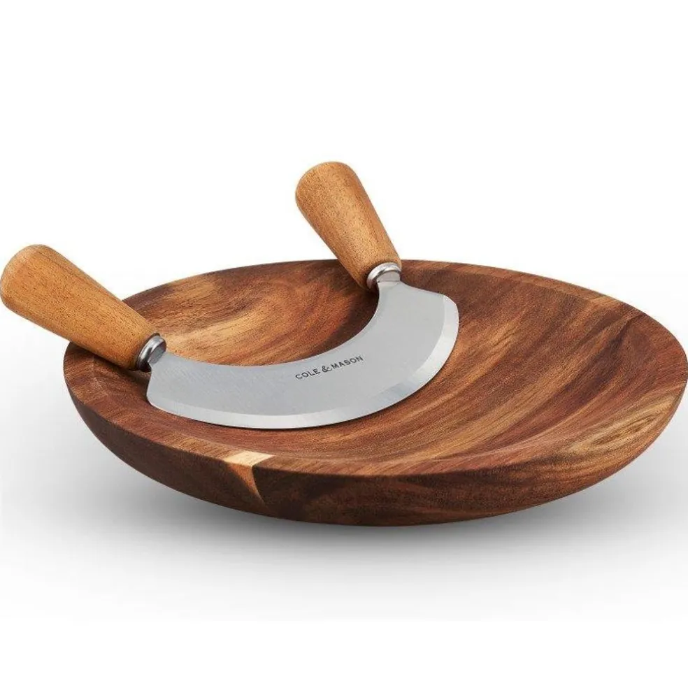 Cole & Mason Coutellerie*Cofftet Ashden Hachoir berceuse + planche acacia