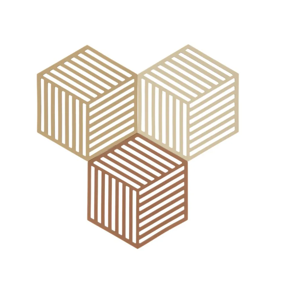 Zone Denmark Accessoires De La Table*Lot de 3 Dessous de plat Hexagon Kaki/Sable chaud/Amande