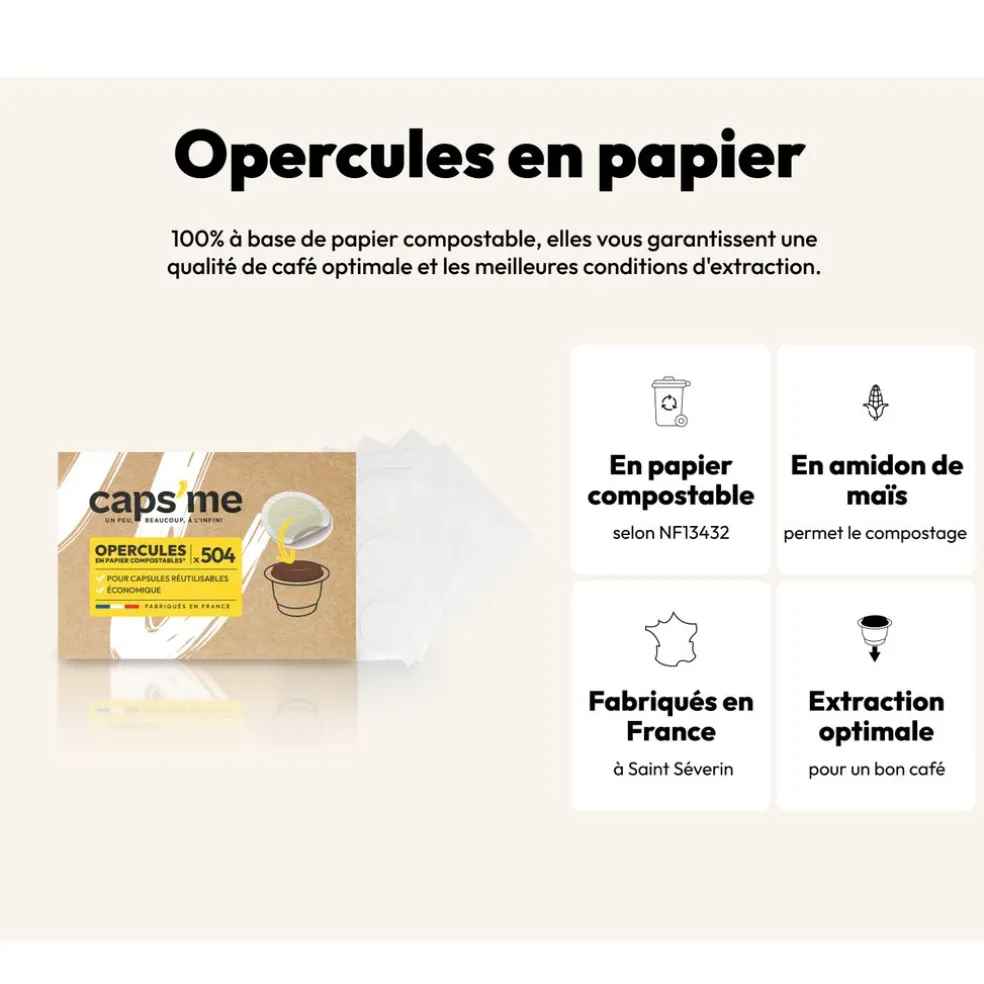 Caps me Petit Déjeuner*Lot de 102 opercules en papier compostable