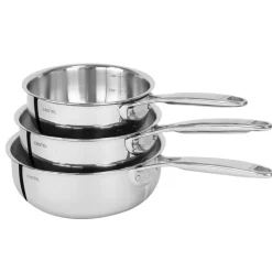Cristel Cuisson*Série de 3 casseroles inox Castel'Pro